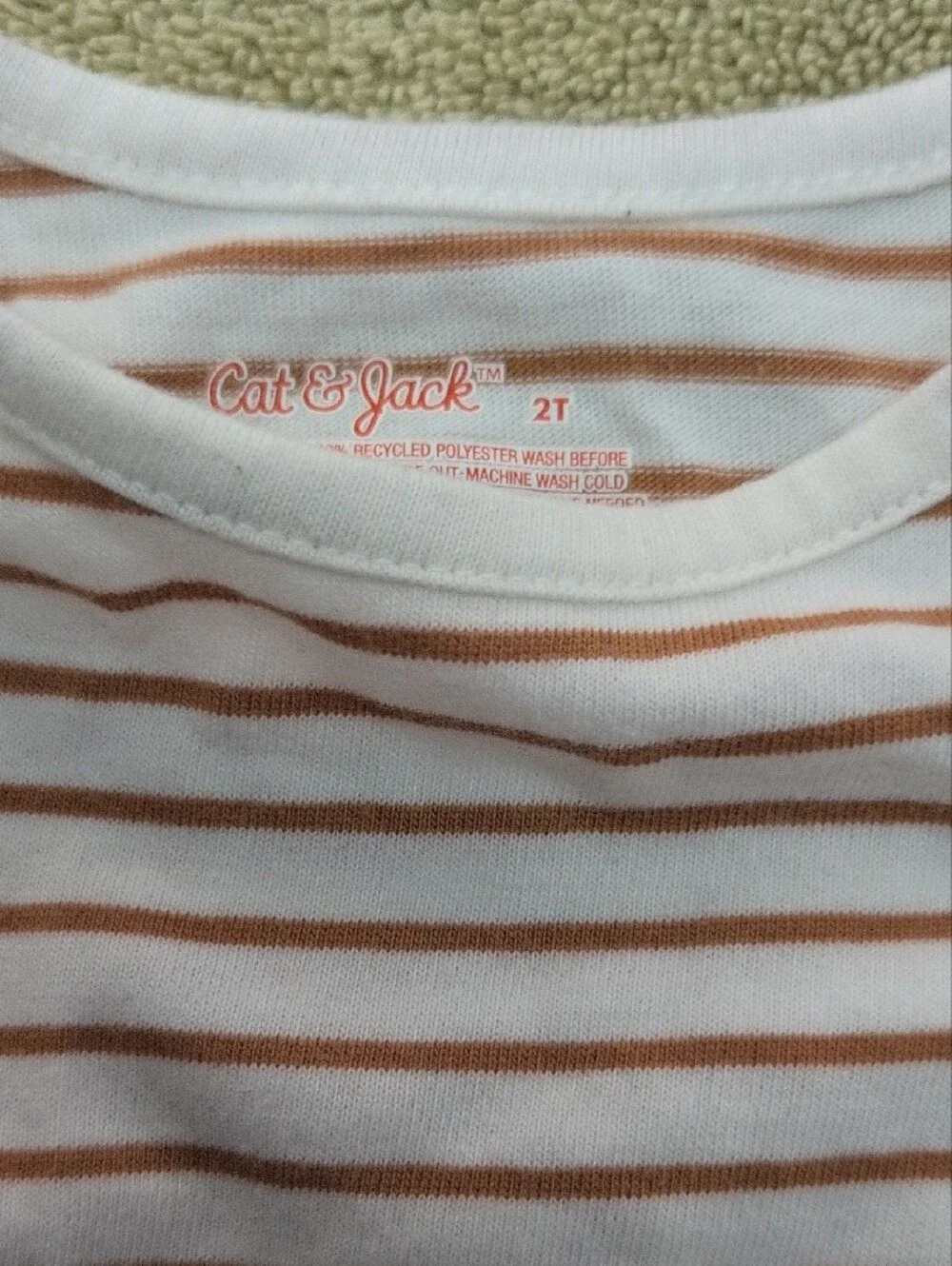 Cat & Jack White Tee Dress with Light Brown Stripes